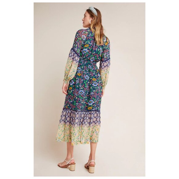 Anthropologie Maeve Ondine Maxi Dress Floral Print Garden Scandi Girl Summer Sun - Picture 3 of 15